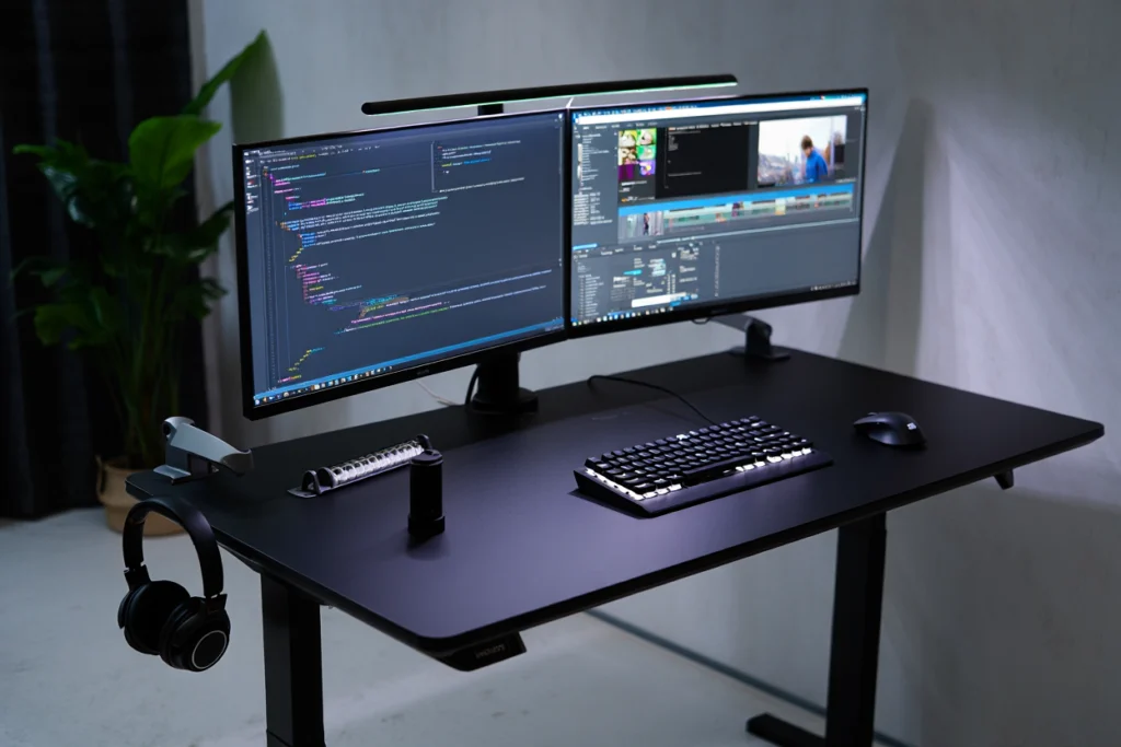 doble monitor en escritorio. Imprescindibles en la oficina