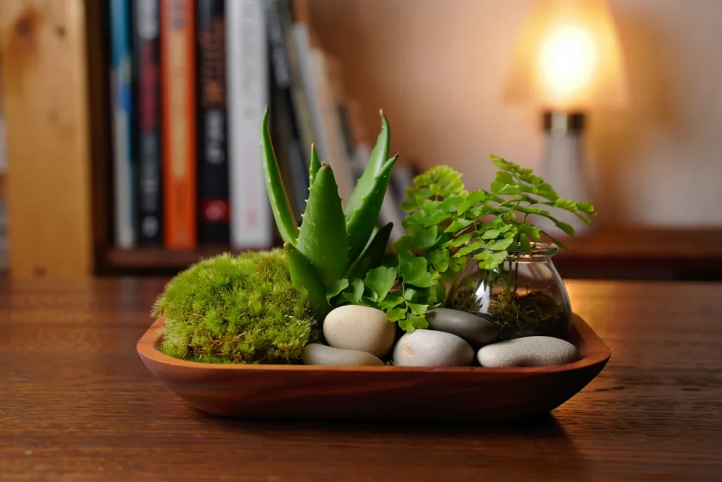 jardines de escritorio minimalistas con piedras