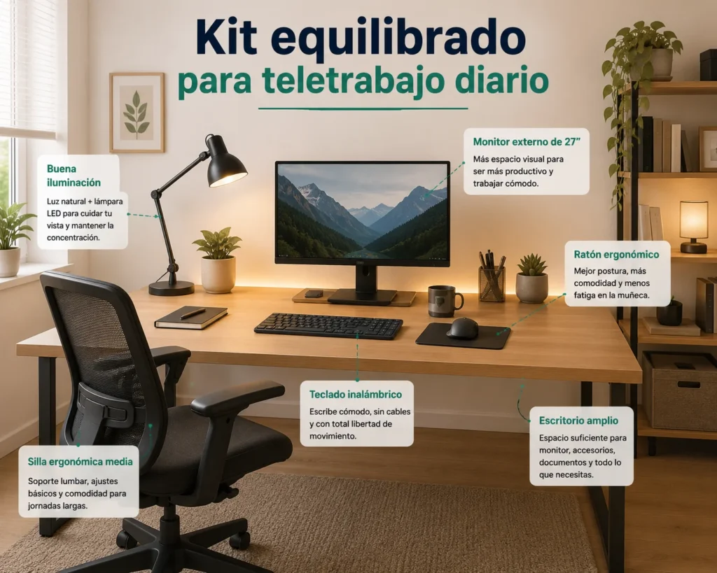 kit equilibrado para teletrabajo