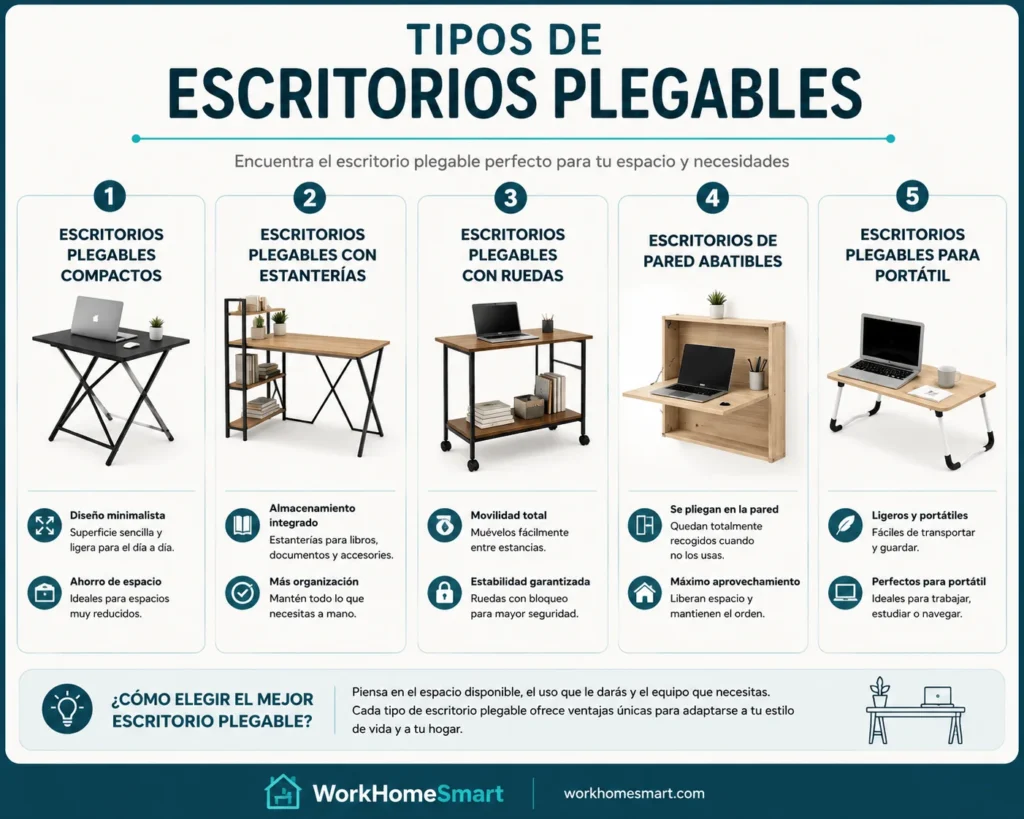 tipos de escritorios plegables