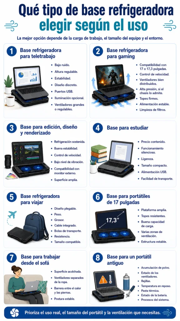 Qué tipo de bases refrigeradoras elegir según el uso