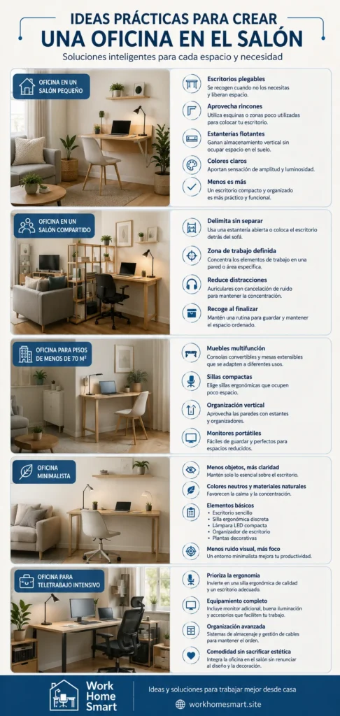 infografía sobre oficina en el salón