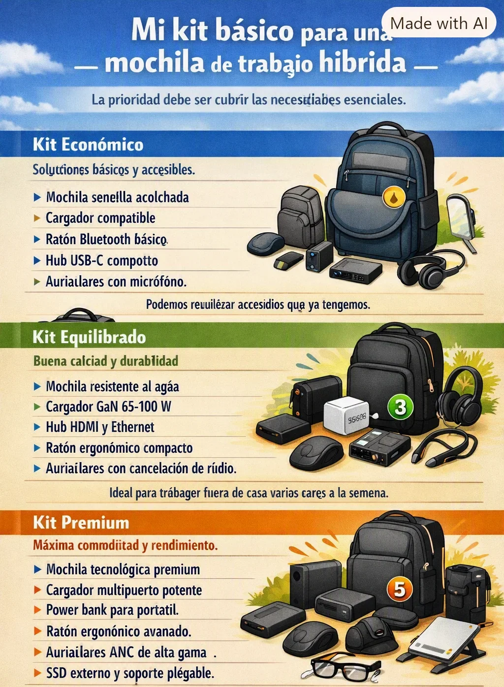 Mi kit básico para una mochila de trabajo híbrida