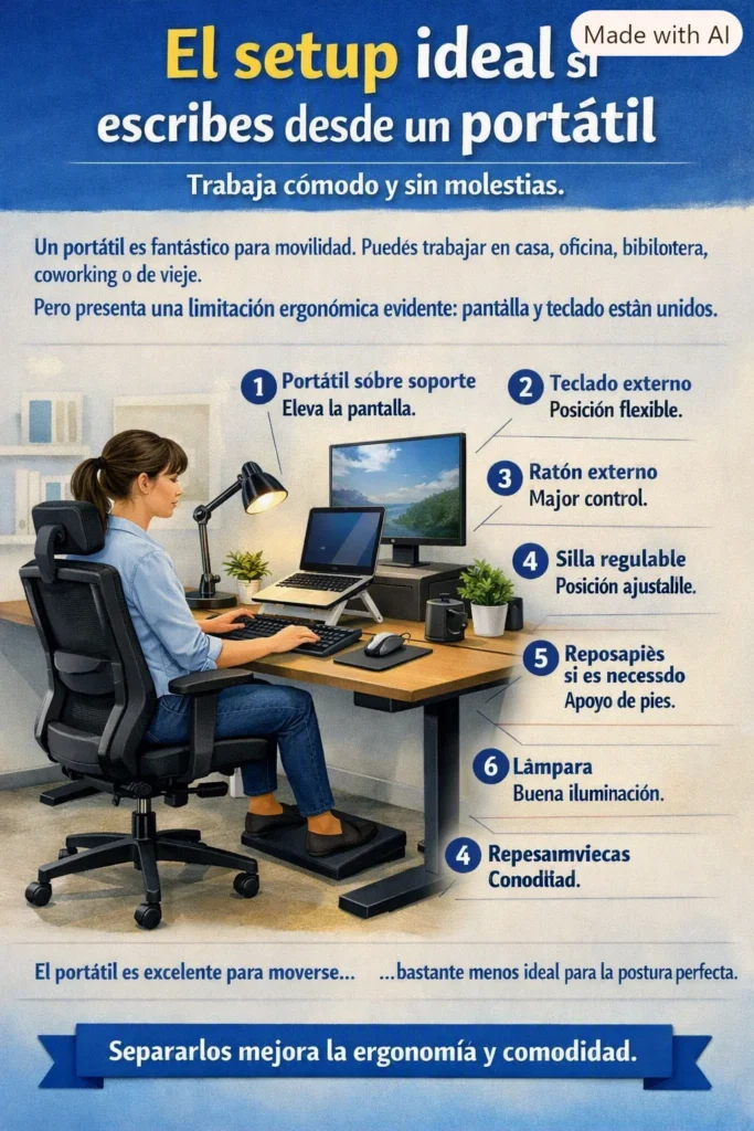 El setup ideal si escribes desde un portátil
